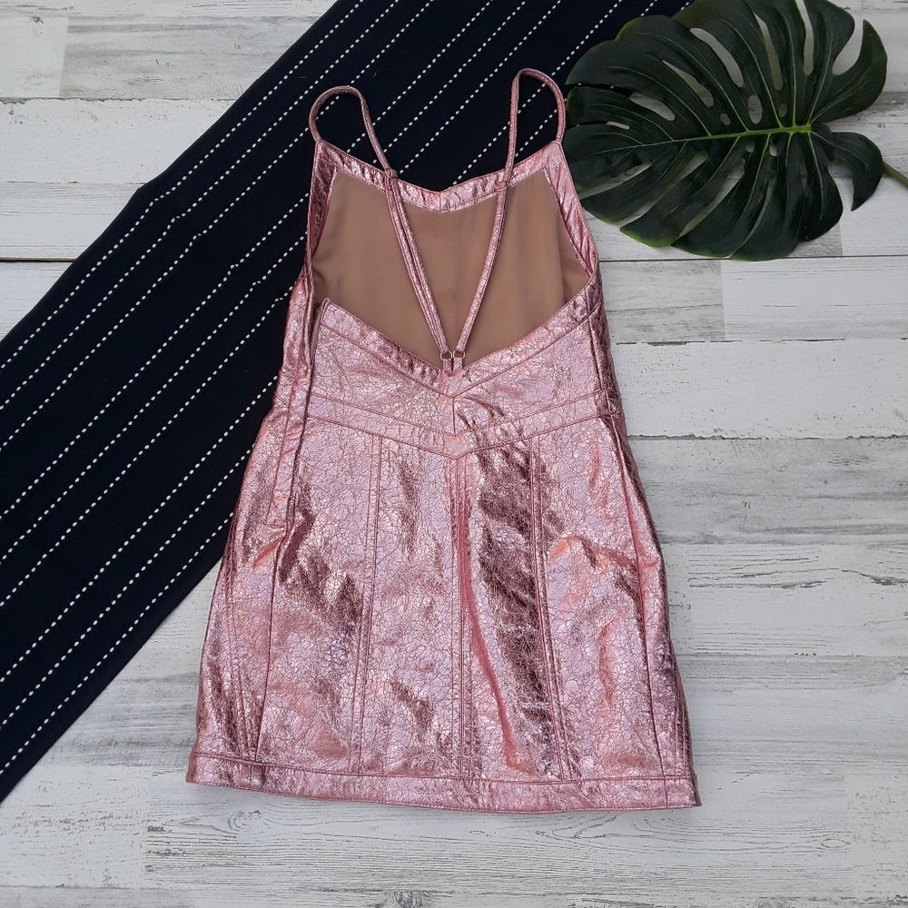 For Love & Lemons| Luna Metallic Dress Mini Pink - Picture 4 of 9